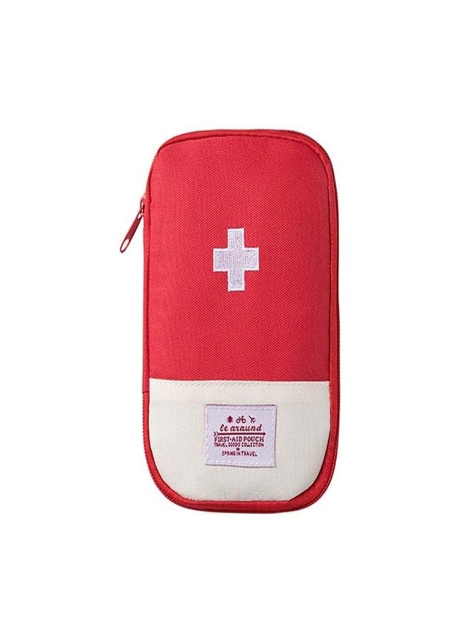 SENVOX Polyester Mini Small First Aid Kit Pouch | Emergency Pill Organiser Bag | Medical Bag for Outdoor, Camping, Hiking (Red) - Image 1